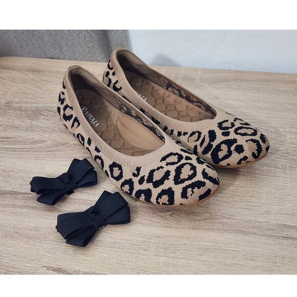 Vivaia Woman's Ballet Flat Round-Toe Claire Tan Dark Leopard Size 9.5 - 41 EU - Picture 1 of 12